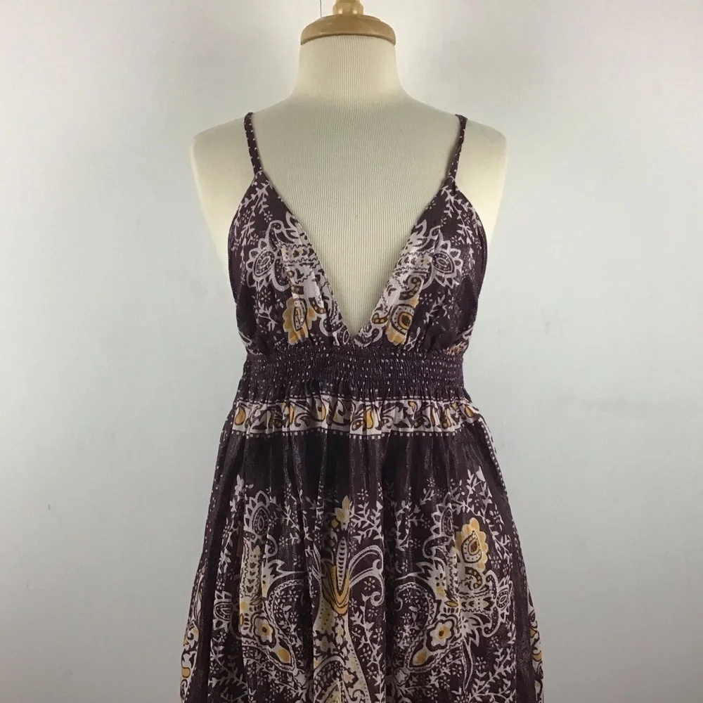 Y2k babydoll Crisscross spaghetti strap halter top lined cotton maxi dress. Sz L